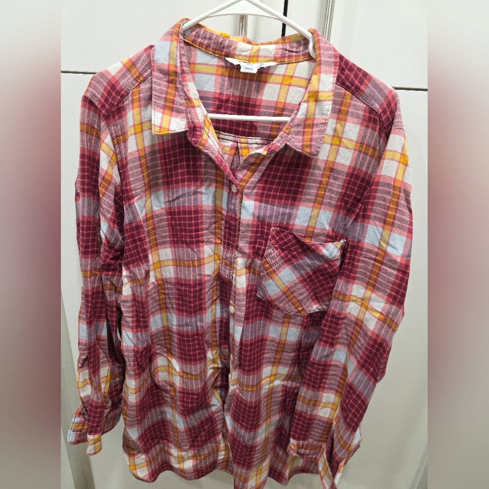 Plaid Women's Shirt in Pink and Yellow